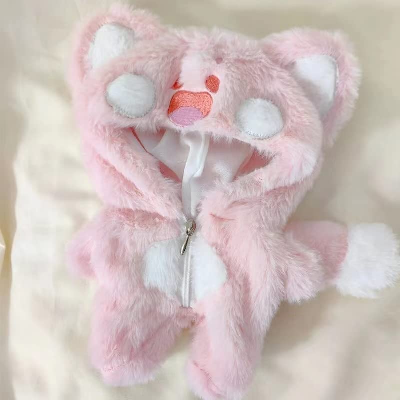 20cm Plush Doll Clothes Anime Figure Outfits for Skzoo Dolls Plush Toys Soft Stuffed Animals Cotton Doll Gift Dolls for Girl(for 20cm Doll) (PinkCat Suit)